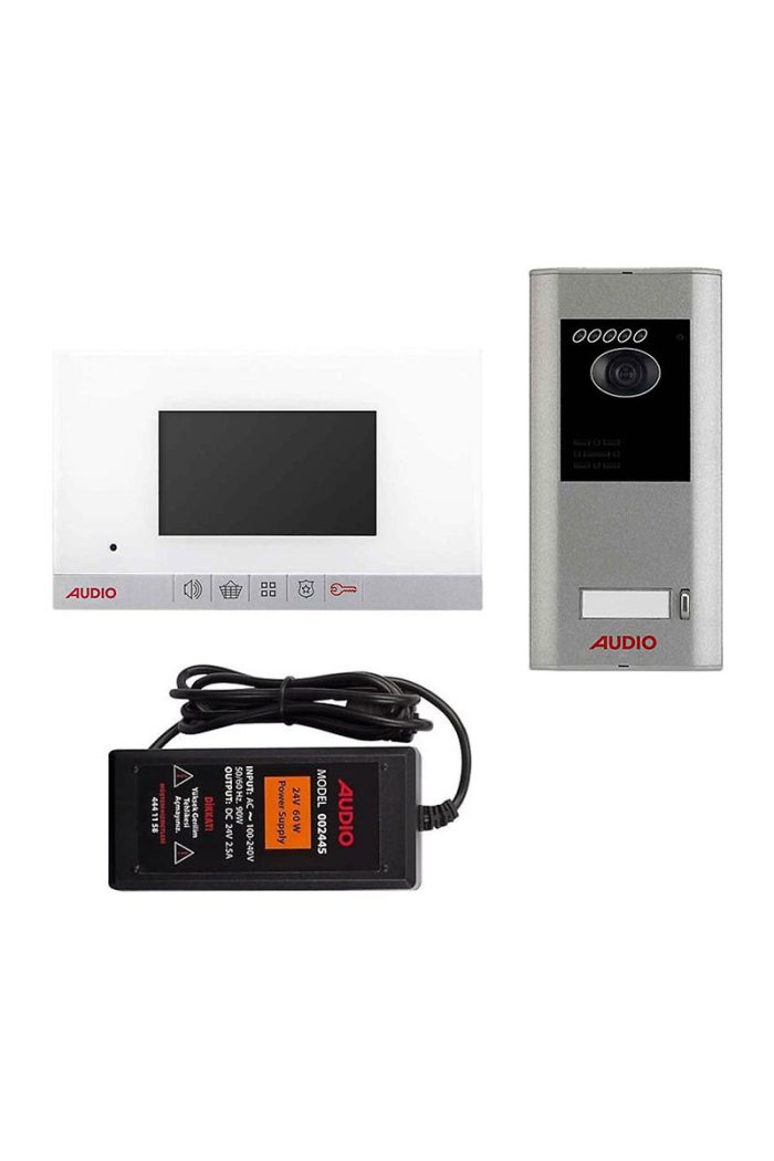 Korusan - Audio 001460 4.3 inç Beyaz Bus Plus Mekanik Butonlu Görüntülü Villa Set